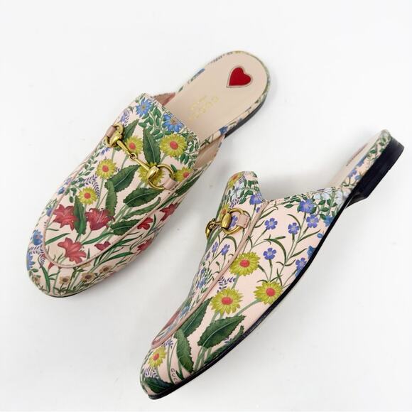 Gucci Shoes - Gucci Princetown Flora Floral Horsebit Mules Loafers Size 38